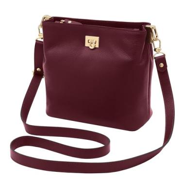 Imagem de Mariart Juá Bolsa Feminina Transversal de Couro Bovino Legítimo (Rubi)