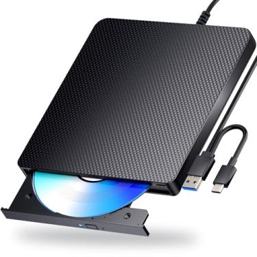 Imagem de aelrsoch Drives Blu-Ray externos, compatível com leitura/gravação, gravador de Blu-Ray, compatível com USB 3.0 e gravador de DVD tipo C, leitor de blu-ray para PC, Windows 7-11 e Mac, (preto)