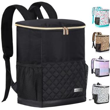 Imagem de Wolka Mochila térmica 30 latas, mochila térmica portátil à prova de vazamento, à prova d'água macia para viagens, praia, acampamento, piquenique, almoço para mulheres (tubarão preto)