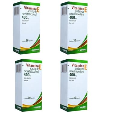 Imagem de Vitamina E 400mg 30 Caps suplemento alimentar Kit com 4 Caixas (120 capsulas gelatinosas)