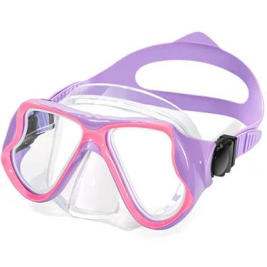 Imagem de Óculos de natação Freela Kids com capa nasal para 3 a 14 anos, roxos
