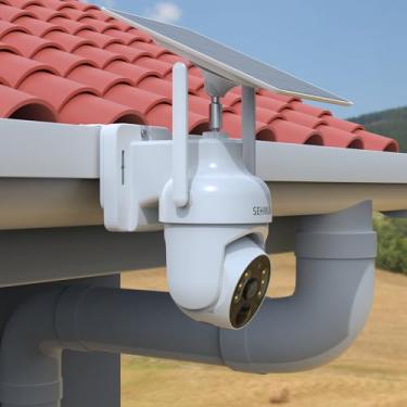 Imagem de Holaca Suporte de calha compatível com câmeras de segurança solar SEHMUA sem fio ao ar livre, para câmera de segurança solar SEHMUA RBX-S73 - branca (1 pacote)