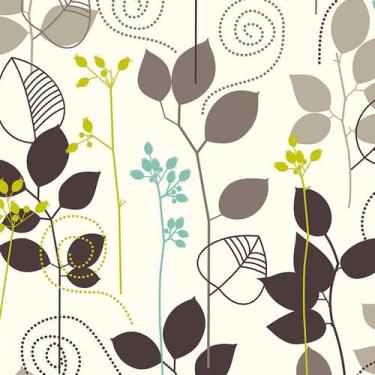 Imagem de Papel de Parede Adesivo Floral Cinza e Verde - 191 - Multimpressão