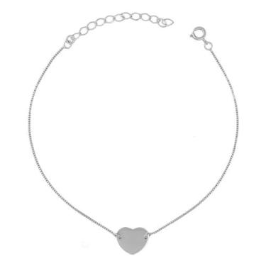 Imagem de Tornozeleira Coração liso Folheada Prata 925 Legítima - Papillon Semi 