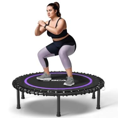 Imagem de BCAN Mini trampolim dobrável de 40 ", corda elástica silenciosa, rebote de exercício estável e silencioso para adultos, treino interno/jardim, máximo de 450 libras - roxo