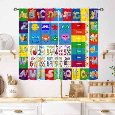 Imagem de Cortinas de sala de aula do alfabeto ABC, desenho animado de animais coloridos, aprendizado educativo, para berçário, crianças, bebês, quarto, sala de estar, cortinas de janela de volta às aulas, 2