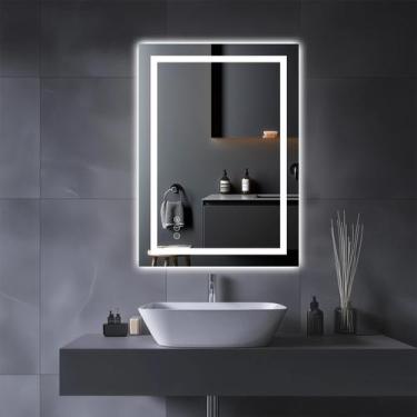 Imagem de Espelho LED para banheiro Amorho 20x28cm com luz frontal e retroilumin