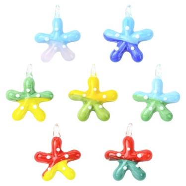 Imagem de UR URLIFEHALL 7 peças, 7 cores, pingentes de estrela-do-mar, feitos à mão, vida oceânica, animais marinhos, pingentes, suprimentos de artesanato para pulseira faça você mesmo, colar e fazer joias