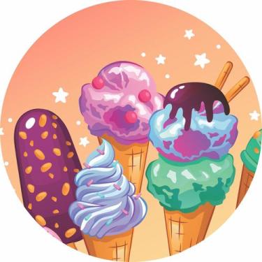 Imagem de Painel de Lona Redondo Sorvete na Casquinha - Fabrika De Festa, 170x17