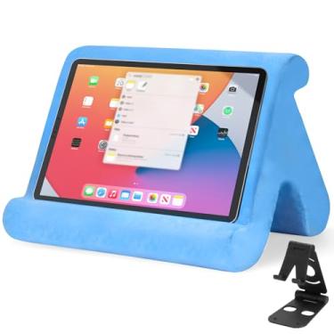 Imagem de Suporte universal multiângulo para tablet - suporte macio com suporte de telefone preto para colo, joelho, sofá e cama, compatível com iPad Pro 9.7, 10.5, 12.9 Air Mini 4 3, Kindle, Galaxy Tab