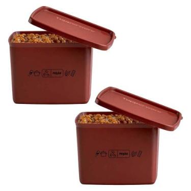 Imagem de Kit 2 Potes Herméticos Tupperware Jeitoso Mix Feijão Marrom 800ml