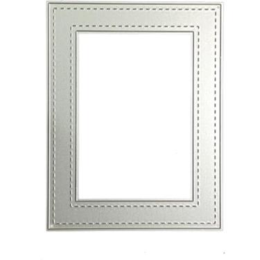 Imagem de Moldura retangular cortada para fazer cartões, recortes de scrapbooking, matrizes de corte de metal, parabéns, aniversário, gravação em relevo, modelo de estênceis para decoração de scrap-booking