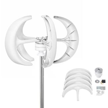 Imagem de 220V,HYZHANHONG Gerador Eólico 12V, Silencioso, 10000W 12V 24V 48V, Motor de Turbina Eólica com 5 Pás e Controlador de Carga, Kit de Gerador Eólico (Branco)