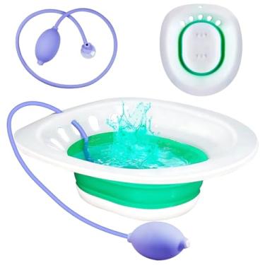 Imagem de Banheira para assento sanitário hemorroidas e cuidados pós-parto - bidê portátil, livre de BPA, resistente à temperatura - lavatório dobrável para imersão de sal Epsom - Ajuste universal