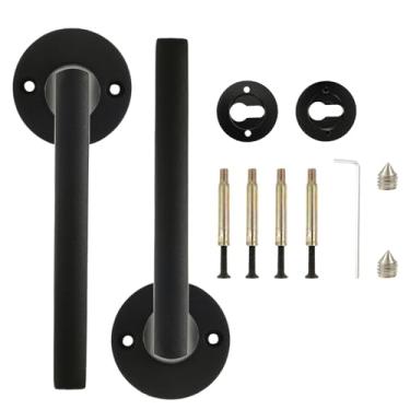 Imagem de Maçaneta de porta de alumínio, maçaneta duradoura de baixo ruído, alavanca de entrada preta prática para porta de vidro de portão de madeira