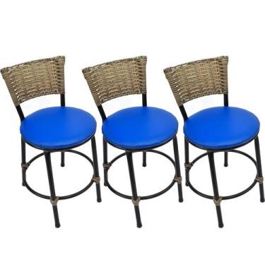 Imagem de kit 3 banco cadeira banqueta baixa de fibra sintetica bar - ESPAÇO JUN