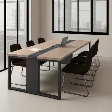 Imagem de Mesa Reunião Retangular 240cm Com Passa Fio 6 Lugares Nog - Mais de Ca