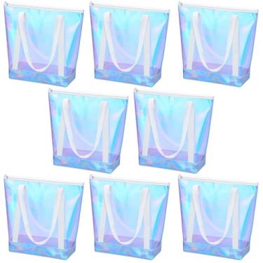 Imagem de Reginary 8 bolsas transparentes, bolsa de ombro aprovada pela segurança, bolsa transparente com fecho de zíper para viagens e trabalho (branca, tpu, pu)