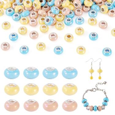 Imagem de FASHEWELRY 150 contas espaçadoras de orifício grande 13,5 x 8,5 mm contas europeias de resina Rondelle com núcleos de latão para pulseiras, colares, canetas com contas, chaveiro, faça você mesmo