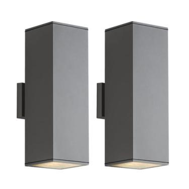 Imagem de Luminária de parede externa Mirrea 18" em alumínio cinza fosco, pacote