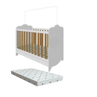 Imagem de Berço Moveis Peroba Clara Americano 3x1 MDF + Colchão