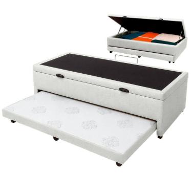 Imagem de Bicama Com Baú Solteiro Viena Nature Branco 88x188