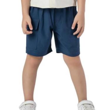 Imagem de Bermuda Infantil Menino Escolar Cargo Lisa Marinho - VRASALON, 12, Azu