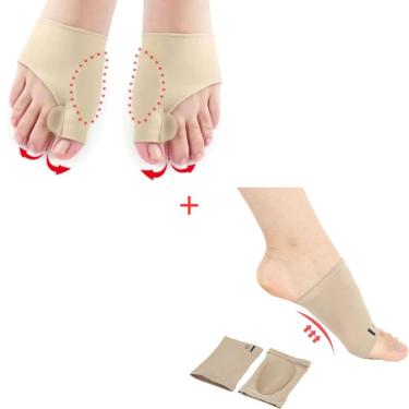 Imagem de Kit Ortopédico 1 Par de Palmilhas para Fascite Plantar + 1 Par de Meias Protetoras com Separador de Joanetes