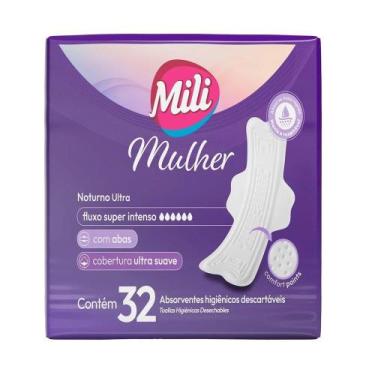 Imagem de Absorvente Mili Mulher Noturno Ultra Com Abas - Embalagem com 32 Unida