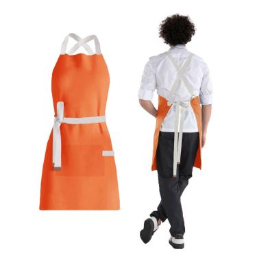 Imagem de Avental Laranja Alça Cruzada Algodao Restaurante Bar 10un