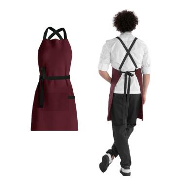 Imagem de Avental Vinho Alça Cruzada Preto Bistro Bar Cafeteria 10un