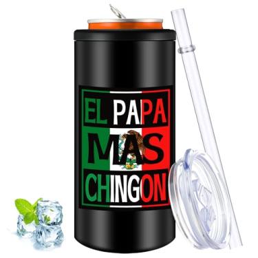Imagem de Patelai El Papa Mas Chingon Copo isolado de aço inoxidável de 340 g Regalo Para Papa Cooler Mexicano Presentes para o Natal Dia dos Pais, Aniversário, Pai, Avô, Presentes de Filho e Filha