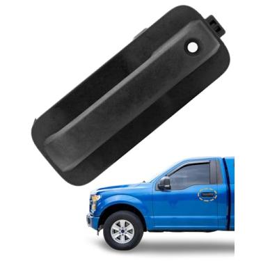 Imagem de Maçaneta de porta externa esquerda, compatível com Ford F-150 2015-2020, Ford F-250 F-350 2017-2020 Super Duty, preto fosco externo dianteiro esquerdo maçaneta lateral do motorista com orifício para