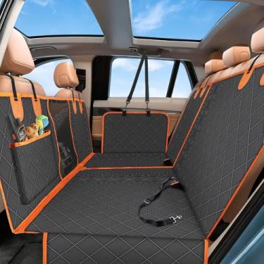 Imagem de PetJoy Capa de assento de carro para cães 100% impermeável, capa de assento de cachorro, capas de assento traseiro macias duráveis para carros (dourada)