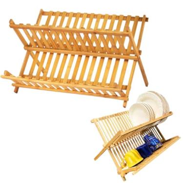Imagem de Escorredor de Pratos Dobrável em Bambu