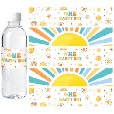 Imagem de Etiquetas de garrafa de água Sunshine, decorações de primeira viagem ao redor do sol, um menino feliz, envoltórios, boho, sol, decoração de 1º aniversário para meninos, tema de sol, lembrancinhas de