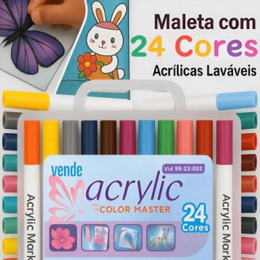 Imagem de Kit 24 Canetinhas Marcador Acrílico Efeito Livro Luz Branca - OTEMU, B