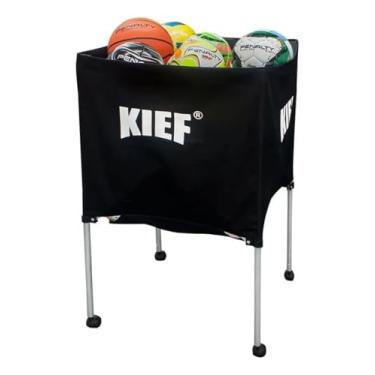 Imagem de Carrinho Retrátil Transporte De Bolas Cesta Bolsa Com Rodas Portátil Kief Preto Treino Futebol Basquete Vôlei Futsal