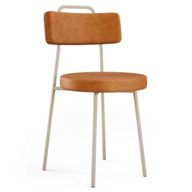 Imagem de Cadeira Decorativa Estofada Para Sala De Jantar Barcelona Arena L02 Couríssimo Canela - Lyam