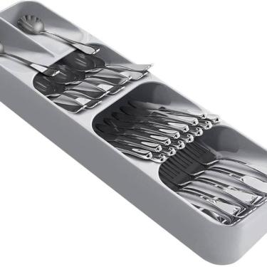 Imagem de Porta Talheres De Gaveta Organizador Cinza Com 04 Divisões