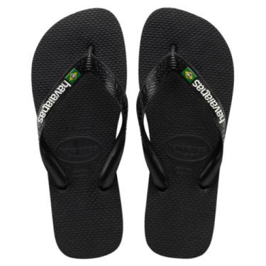 Imagem de Chinelo de Dedo Havaianas Clássico Brasil Logo, Preto, Preto, 37