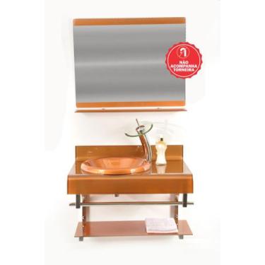 Imagem de Gabinete de Vidro 70cm para Banheiro Espanha - EKASA, Dourado Real