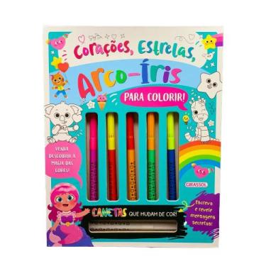 Imagem de Mania Colorida - Corações, Estrelas e Arco-Íris - Para Colorir Com Can