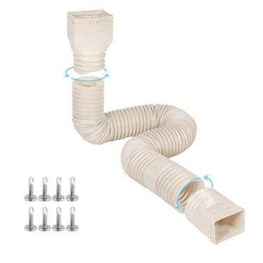 Imagem de plusgutter Extensores de calha de chuva flexíveis, extensor de calha de drenagem, extensor de drenagem, conector de calha, drenagem de água da chuva, extensível de 53 a 168 cm (1 pacote, calcário)