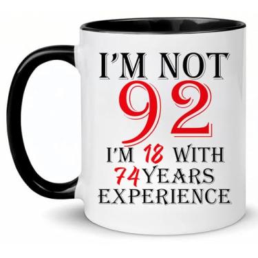 Imagem de Choinn Presentes de aniversário de 92 anos para mulheres e homens, virando 92 anos, presente de aniversário, caneca de café, ideias engraçadas para presentes de aniversário de 92 anos de 1933 - Dia