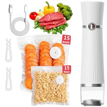 Imagem de MegaWise Seladora a vácuo portátil para armazenamento de alimentos, máquina seladora a vácuo portátil com 30 sacos reutilizáveis, compacta e poderosa economia de alimentos para casa e viagens
