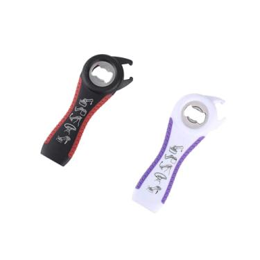 Imagem de PLAYTHROUGH Abridor de garrafas multifuncional, pacote com 2, abridor de frascos 5 em 1, abre facilmente a tampa giratória, tampa de garrafa, tampa de conserva e aba de lata (preto, vermelho, branco e