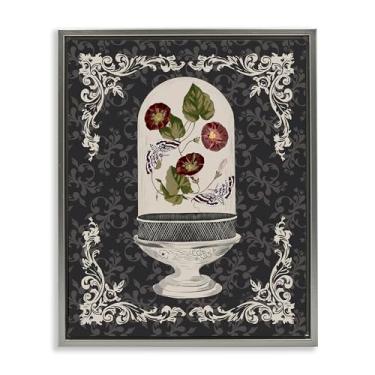 Imagem de Stupell Industries Mariposas e papoulas em cúpula de vidro, moldura dourada, tela flutuante, arte de parede, design por Radhika Modi, 88 x 63 cm