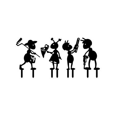 Imagem de Ruelen Estacas decorativas de jardim de formigas de metal de 4 peças - decoração de arte preta para quintal de fazenda, arte ao ar livre para caminho e gramado conjunto de decoração de quintal