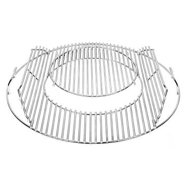 Imagem de KAMaster Grelha de cozinha articulada de aço inoxidável de 54,6 cm para Weber de 56 cm, substituição de grade de cozinha articulada redonda sistema de churrasco gourmet para churrasqueiras a carvão